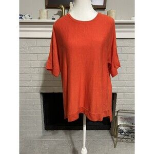 EILEEN FISHER Women’s Medium Red Orange Drop Shoulder Blouse Top T Shirt
